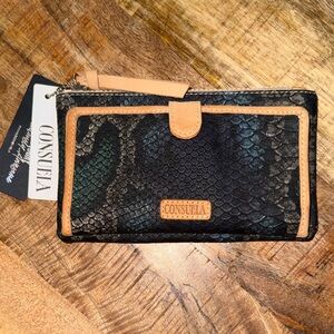 Consuela Black and Tan Snake Pattern Wallet nwt